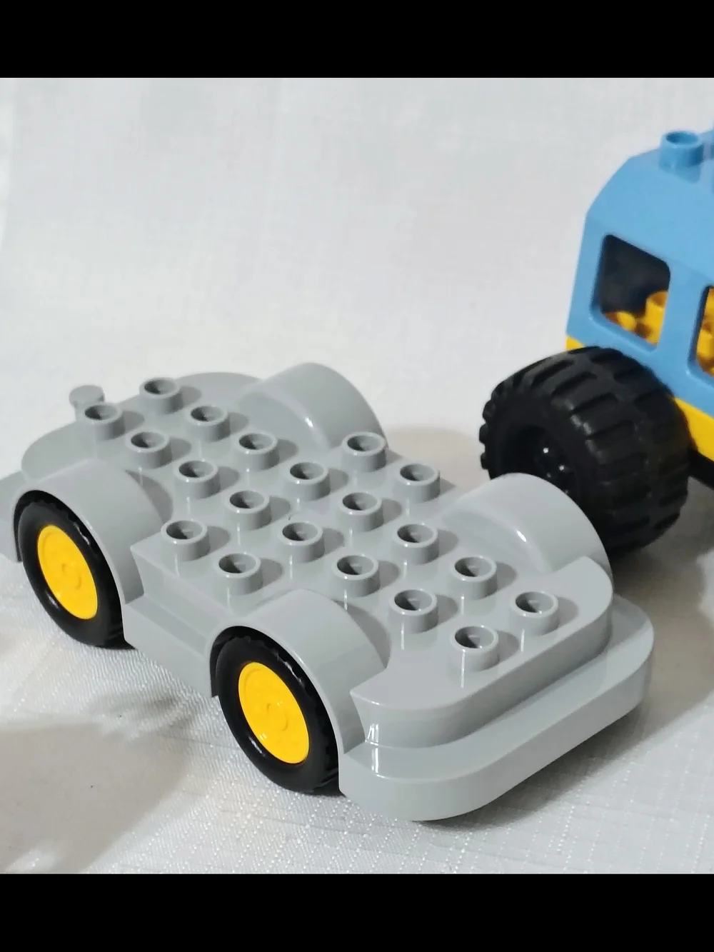 8 Lego Duplo Vehicle Lot - 2 Car Chassis 5 Train Chassis & Spiderman Motorcycle
